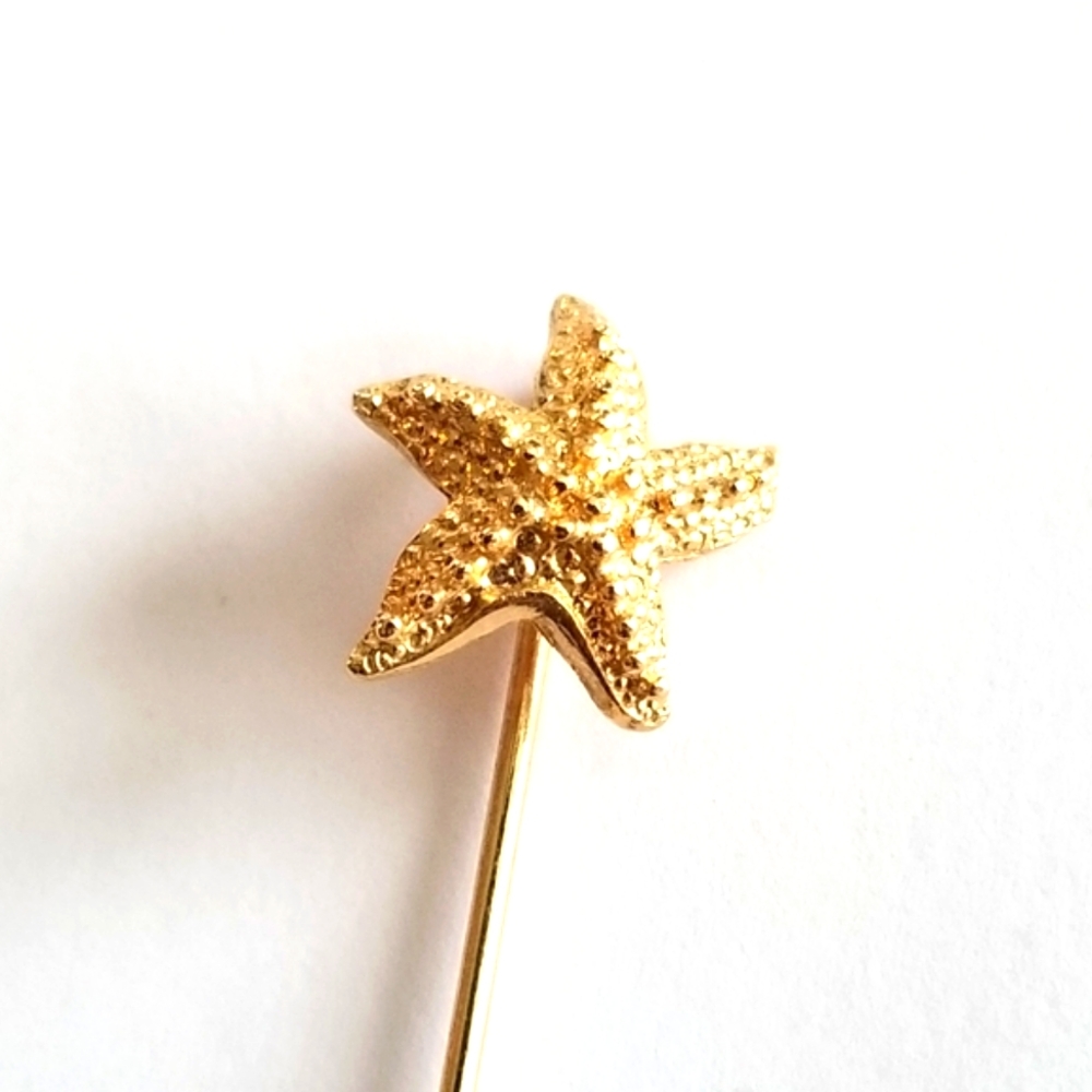 Vintage Sarah Coventry Gold Tone Sea Star Starfish Stick Pin Beach Ocean